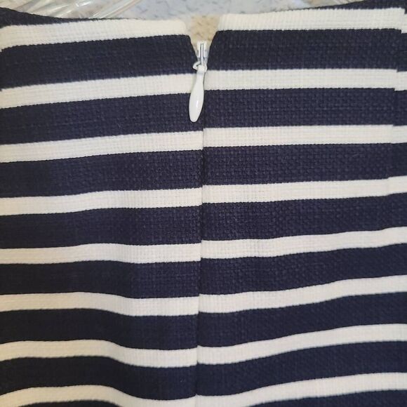 J. Crew Navy Blue White Striped Embellished Sheath Casual Dress Size 8 - Picture 5 of 9